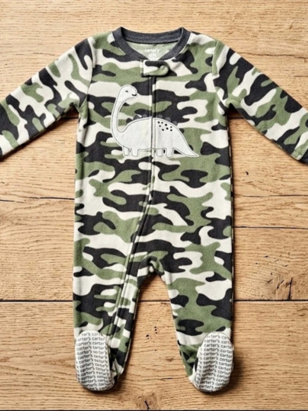 Carter's Camo Dinosaur Fleece Sleep & Play Footie Pajamas Size 2T/2A